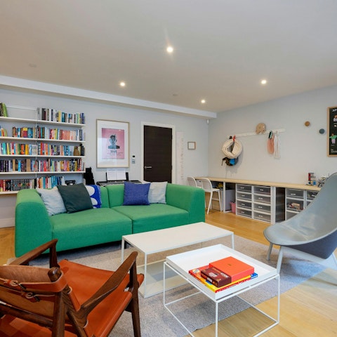 Gather for games or cosy movie nights in the playroom