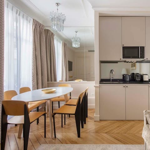 Enjoy a glass of French rosé wine at the dining table after a busy day in Paris