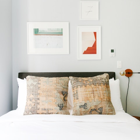 Catch some zzz's in the comfortable bedroom at the end of a long day