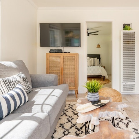 Sip on a morning coffee in the bright sitting room