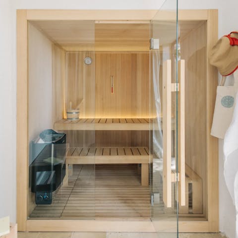 Unwind in the private sauna
