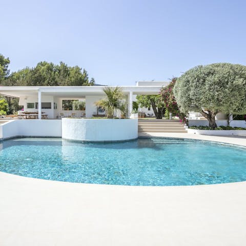 Dip into the pool beneath the hot Ibizan sun