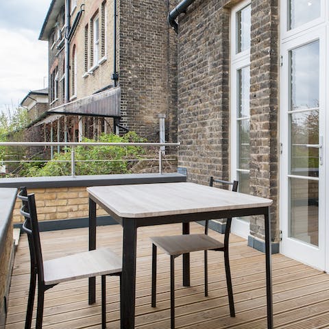 Grab a cup of coffee and catch some sun on the terrace