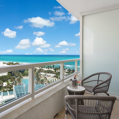Enjoy ocean views from the private balcony