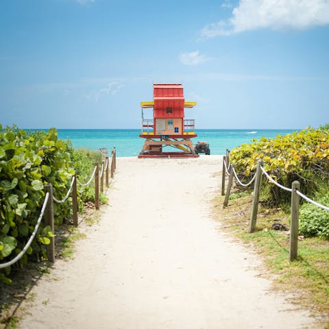 Visit South Beach, only a fifteen-minute drive away