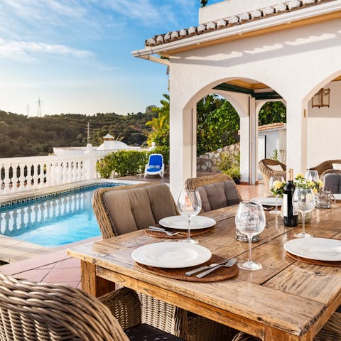 Dine alfresco with the beautiful view as your backdrop
