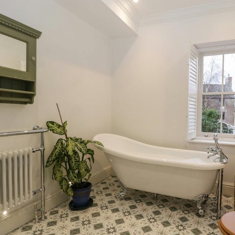 Soak in the roll top bath after a day exploring Somerset