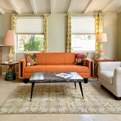 Appreciate the stylish mid-century style of this desert escape