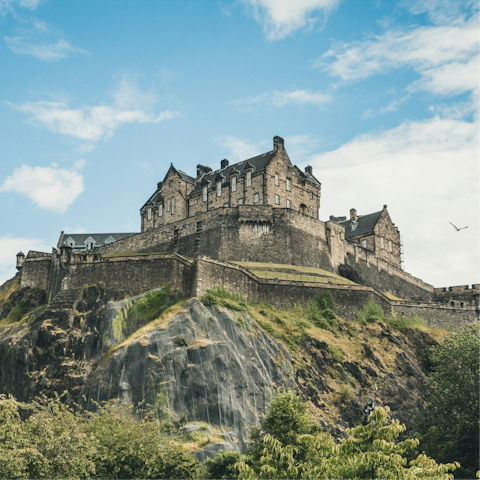 Soak up the history at Edinburgh Castle, ten-minute drive away