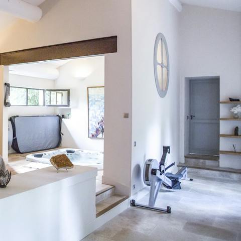 Get cosy in the annexe – there's a hot tub set into the floor