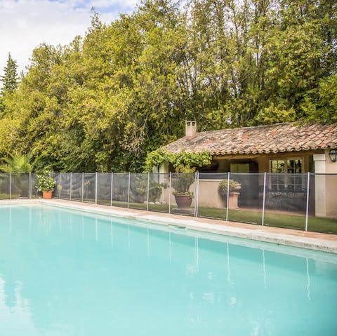 Swim a few lengths in the pool to keep up with your fitness regime