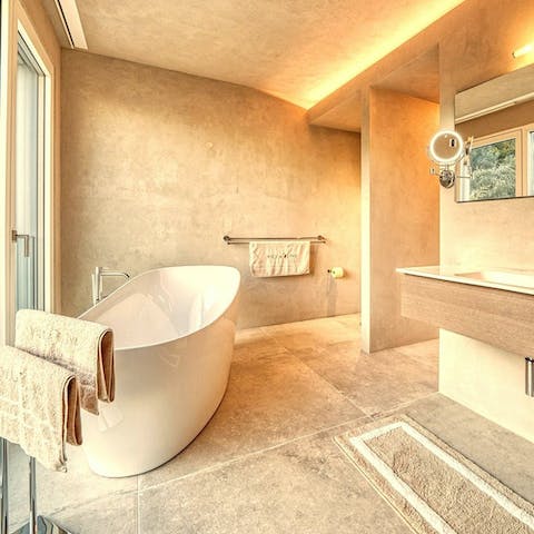 Pour a glass of wine and sink into a hot bubble bath