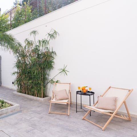 Find your favourite spot on the terrace to indulge in cocktail hour – try an aperol spritz