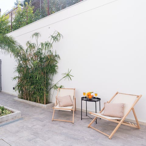 Find your favourite spot on the terrace to indulge in cocktail hour – try an aperol spritz