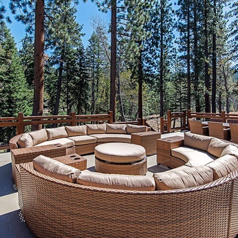 This round outdoor seating area