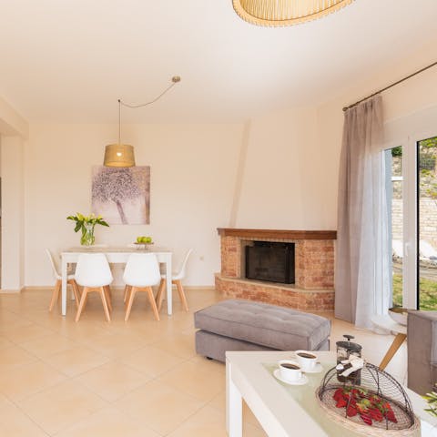 Spend a cosy evening by the fireplace