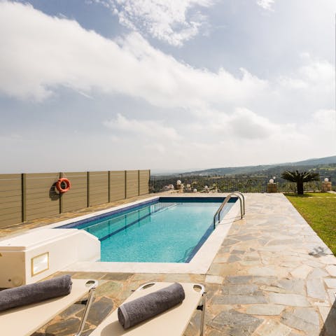 Cool off after a day of exploring the local beaches in the outdoor pool