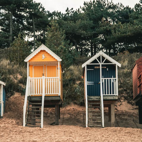 Rent a beach hut for sunny summer days down at the beach in Wells-next-the-Sea, thirteen miles away