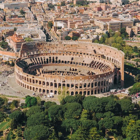 Visit the incredible Colosseum – a ten-minute walk away