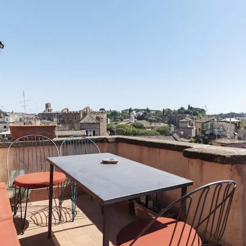 Enjoy views of the capital as you relax on the private balcony
