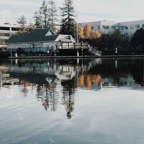Visit downtown Petaluma's parks, boutiques and cafés, ten-minute walk away