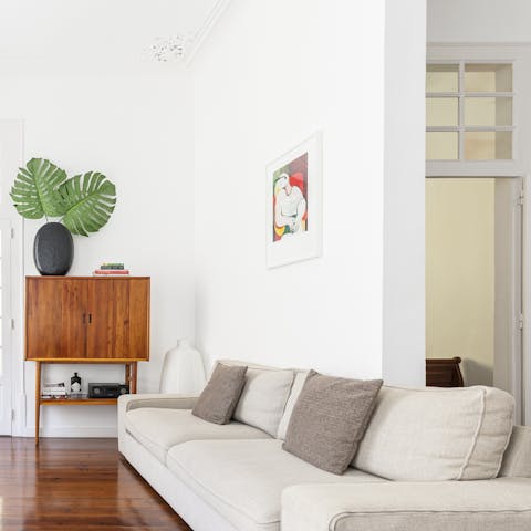 Fall back into the sofa couch after a long day exploring Lisbon's winding streets