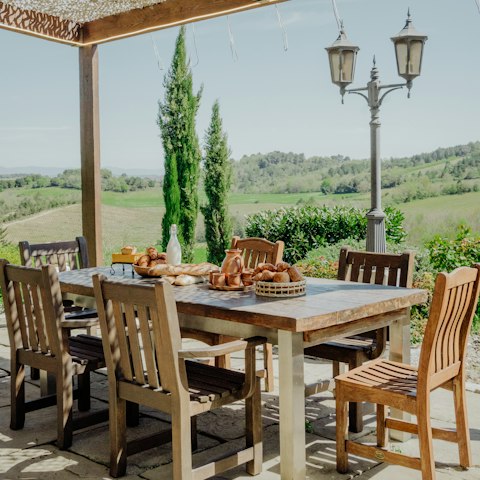 Dine alfresco within the peaceful gardens