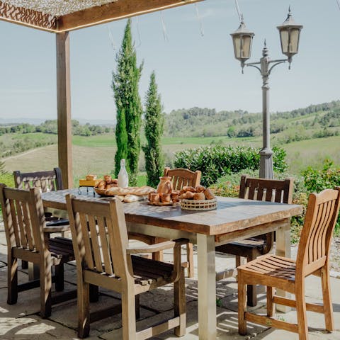 Dine alfresco within the peaceful gardens