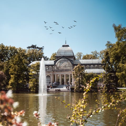 Stroll over to Parque de El Retiro in half an hour and explore the UNESCO World Heritage Site