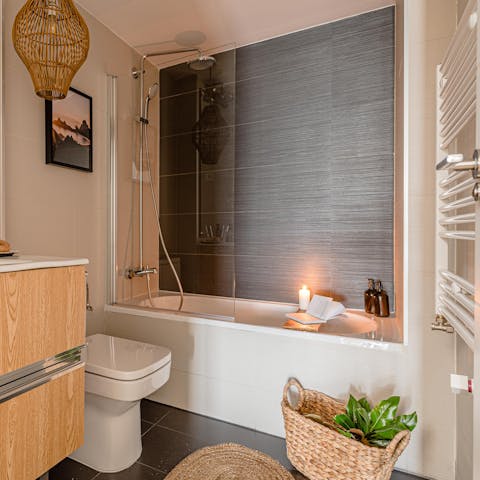 Light up a candle and treat yourself to a soothing soak in the bathtub