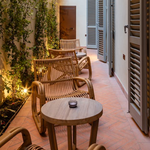 Sip Chianti on the terrace after a busy day of sightseeing