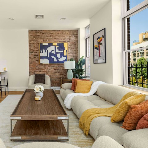 Relax with a local craft beer in the bright living space