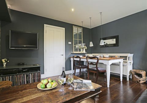 Hunker down amid the cosy loft-style living space