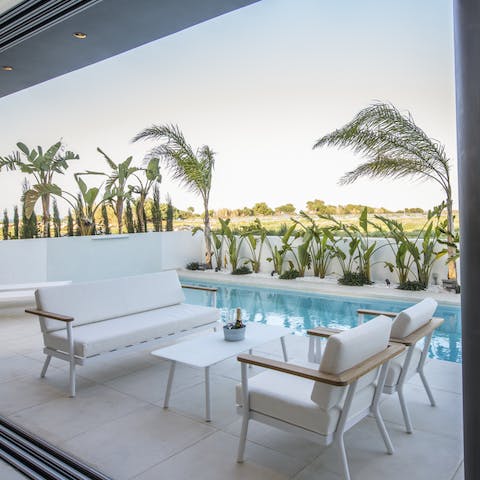 Hang out by the pool under the sky