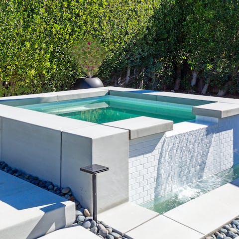 Relax in the spa after swimming in the salt-water pool