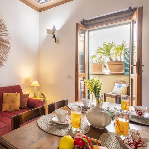 Spend sunny mornings sipping coffee on the balcony