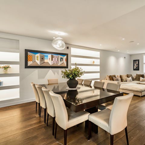 Dine in style in the open-plan living space