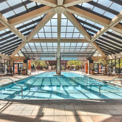 Relax in one of the many pools or the hot tub