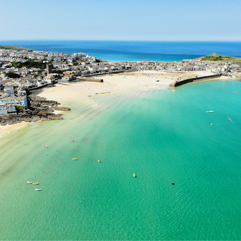 Drive a few miles to the beaches of St Ives