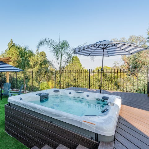 Luxuriate in the hot tub