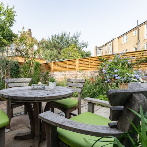 Sip a morning coffee in the private garden