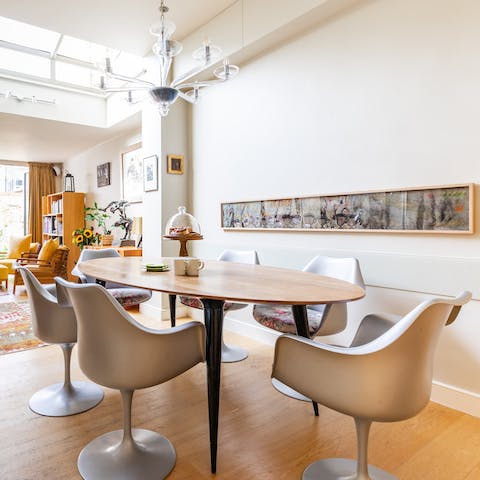 Enjoy a meal at the contemporary dining table