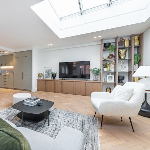 Claim the armchair directly under the skylight for your morning reading