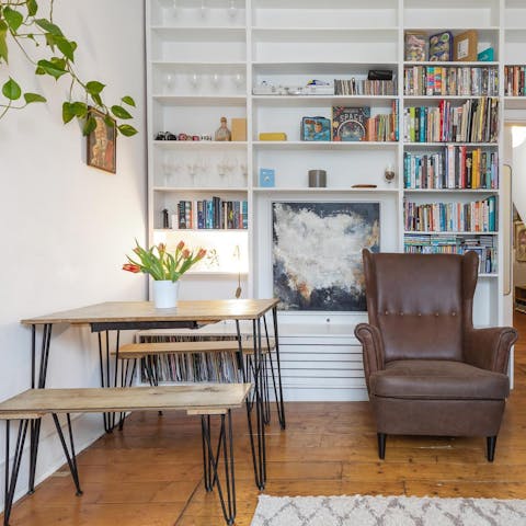 Curl up with a good book in the cosy living and dining space