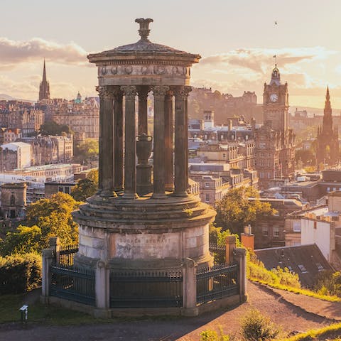 Head to Calton Hill for sensational Edinburgh views, a fourteen-minute walk away
