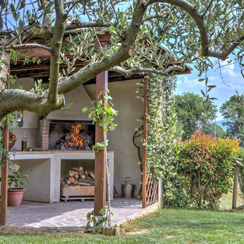 Fire up the brickwork barbecue for an alfresco lunch in the sun