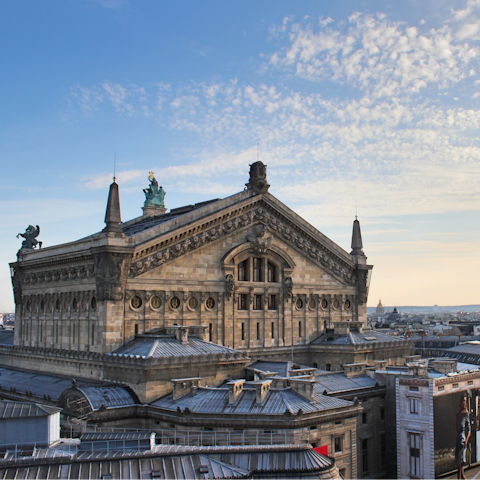 Visit the opulent Palais Garnier, a ten-minute metro ride away