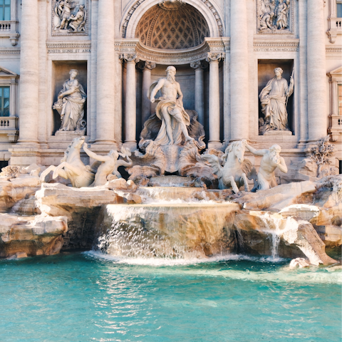 Toss a penny in Trevi Fountain, only a seventeen-minute walk away