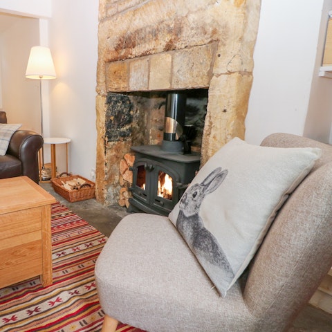 Snuggle up in front of the wood-burning stove