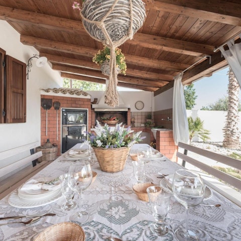 Serve up meals from the bright outdoor kitchen